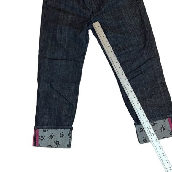 7 for All Mankind Women’s 27 Waist Capri Jeans Skulls Crossbones Cuffed - Picture 8 of 14
